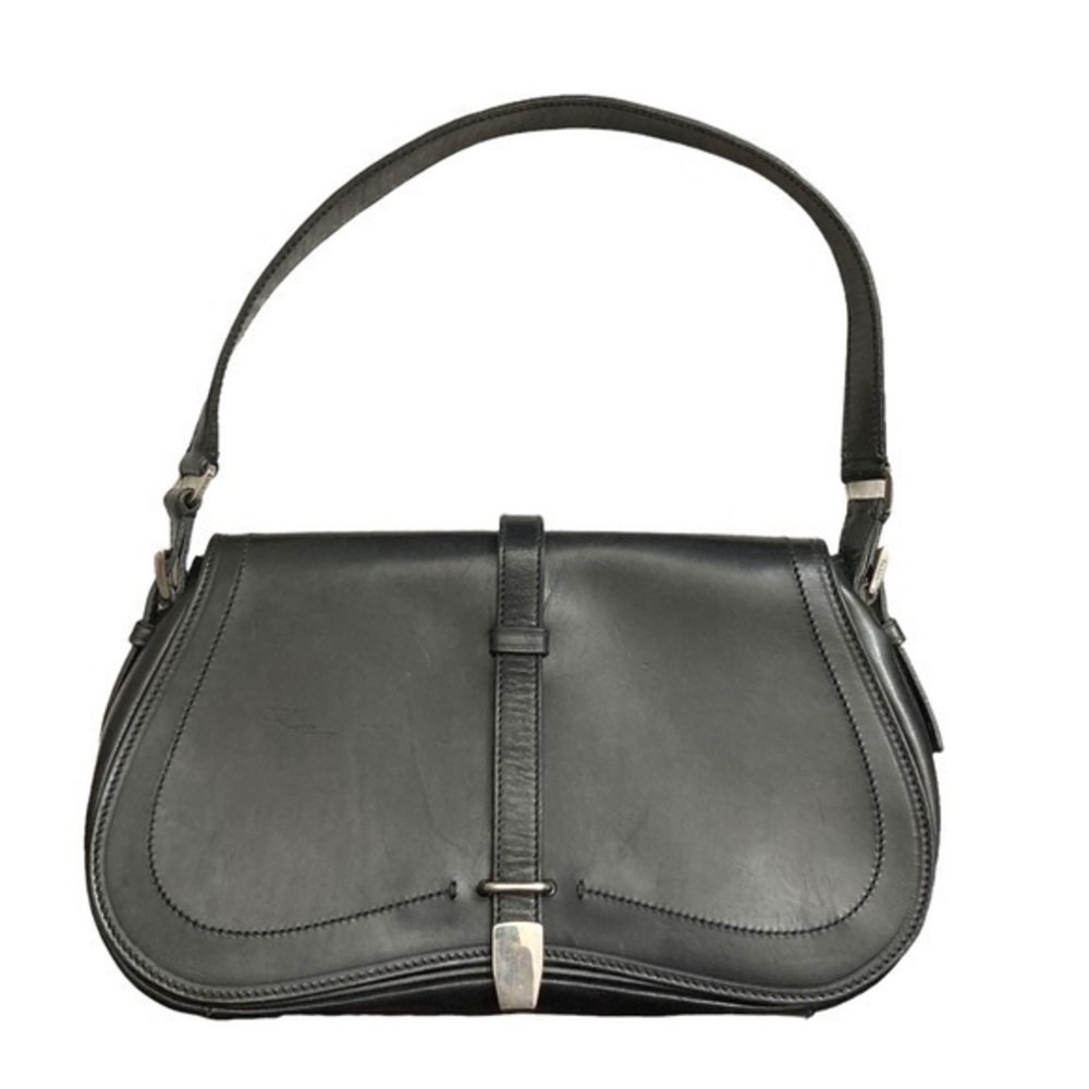 Prada vintage y2k black leather saddle flap bag
